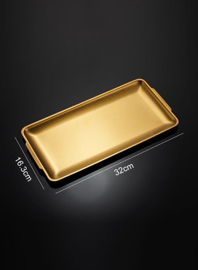 Morlife 304 Stainless Steel Dinner Plate，32x16cm Rectangular with Handles Set of 2 Metal Dinner Plates - Image 4
