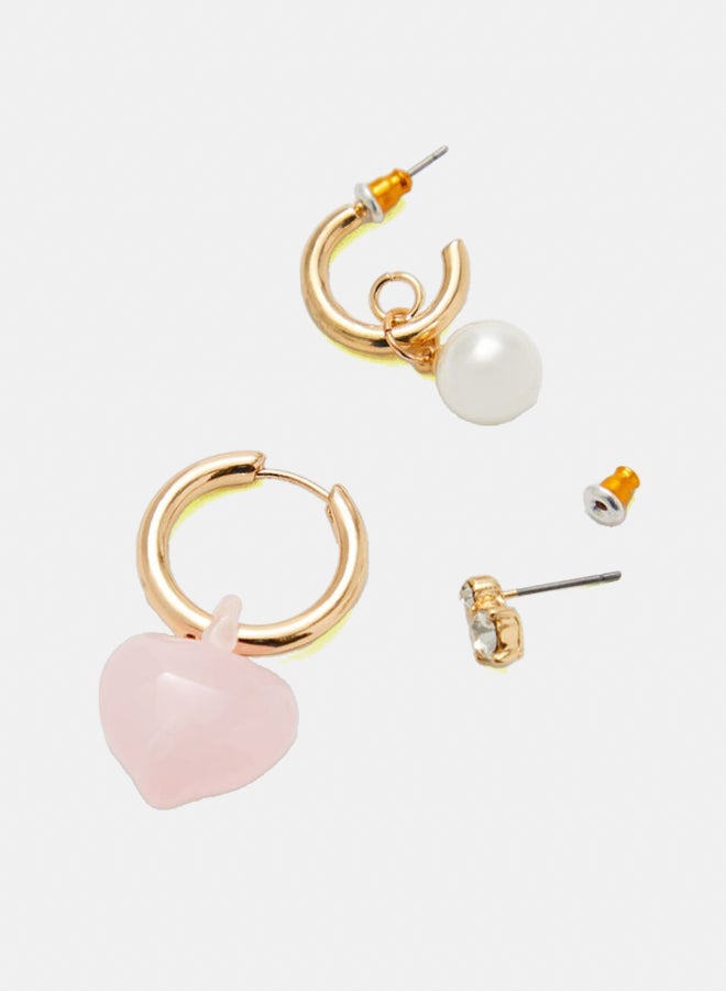 FOREVER 21 Faux Pearl Stud & Hoop Earring Set  - Image 4