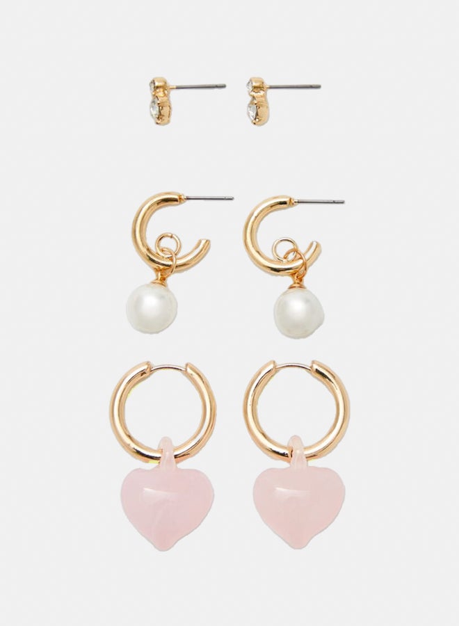 FOREVER 21 Faux Pearl Stud & Hoop Earring Set  - Image 1