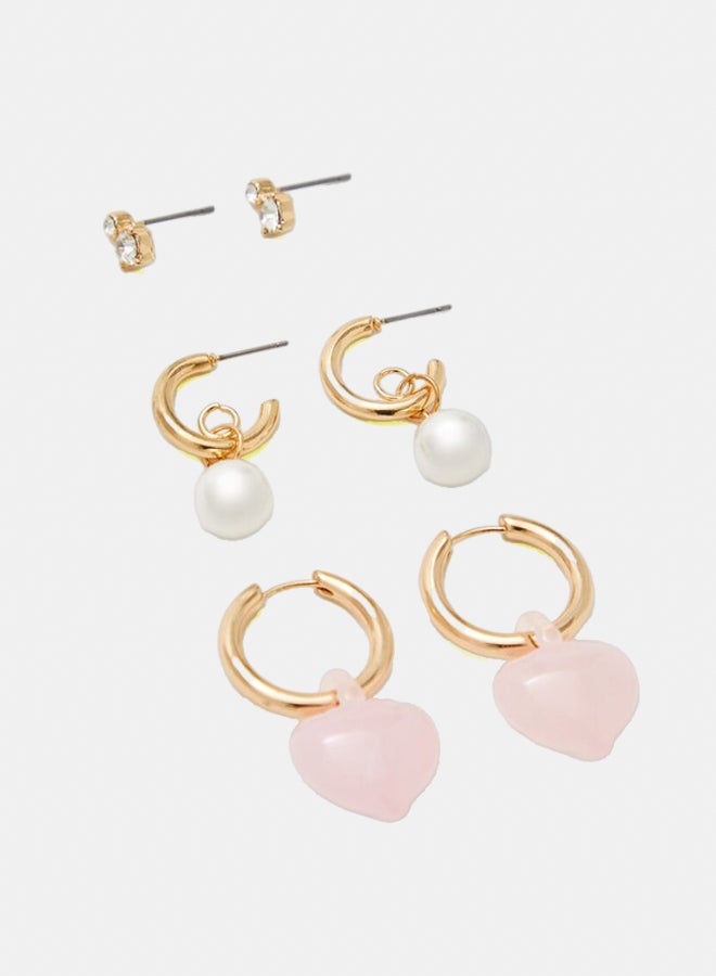 FOREVER 21 Faux Pearl Stud & Hoop Earring Set  - Image 3