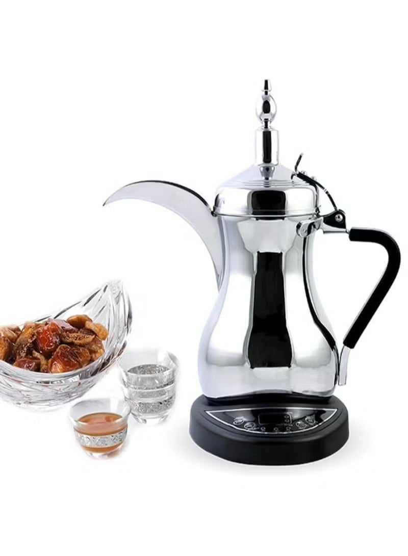 TIGER Electric Arabic Coffee Maker 600ml Silver – Fast Heating Dallah Style Coffee Pot, Durable Stainless Steel Body, Easy to Clean, Compact Design for Home & Office Use, Model PR622 - Image 1