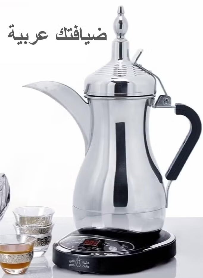 TIGER Electric Arabic Coffee Maker 600ml Silver – Fast Heating Dallah Style Coffee Pot, Durable Stainless Steel Body, Easy to Clean, Compact Design for Home & Office Use, Model PR622 - Image 2