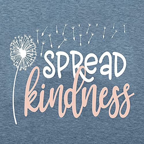 Bealatt Spread Kindness T Shirt for Women Summer Dandelion Graphic Tees Casual Funny Sayings Letter Printed Cute Shirts Tops-Blue L - Image 4