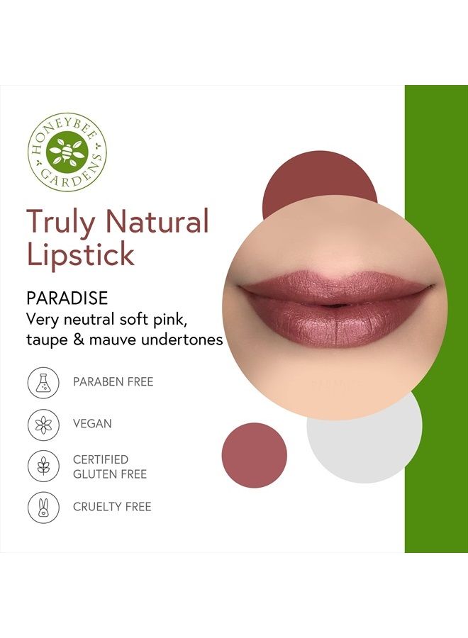 Honeybee Gardens Truly Natural Long Lasting Lipstick, Paradise (slight shimmer light pink, peach & mauve undertones) Naturally Hydrating - Vegan, Gluten Free & Cruelty Free, 0.13 oz / 3.8 g - Image 2