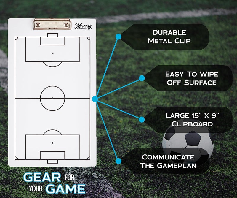 Murray Sporting Goods Dry Erase Coaches Clipboard | Double-Sided Dry Erase White Board (Soccer) - Image 2