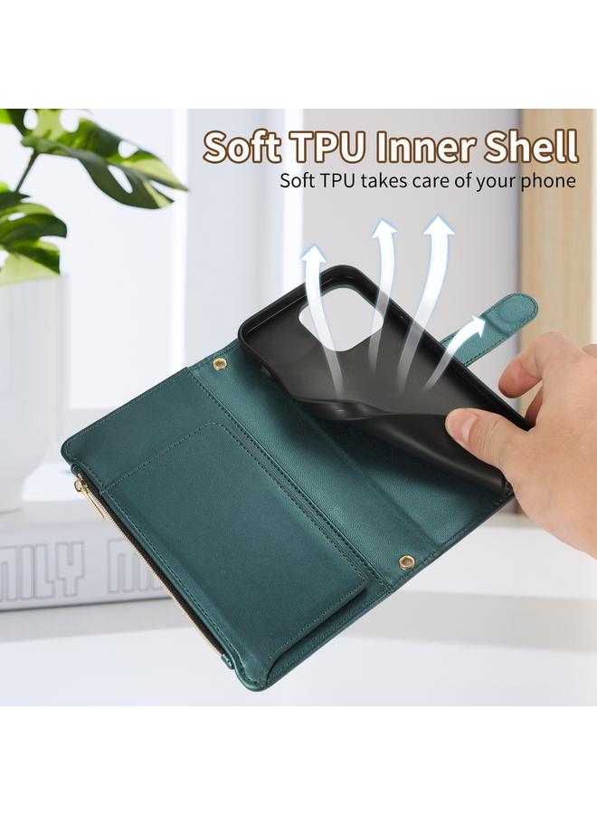 S-TOP Case For iPhone 15 Plus Rhombic Zipper Wallet Leather Phone Case - Image 3