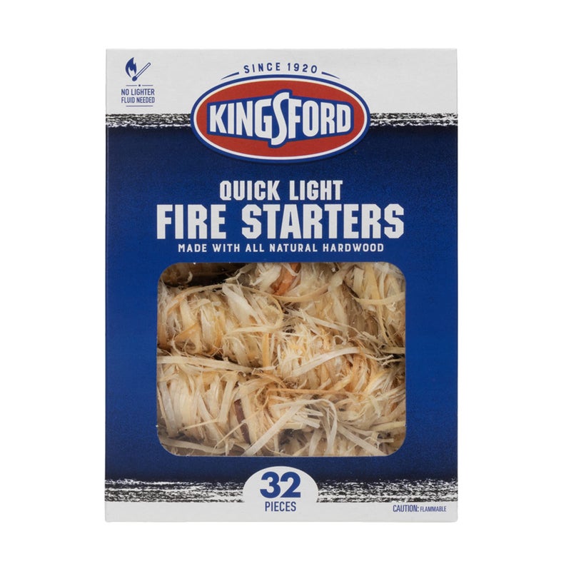 Kingsford مشعلات النار السريعة من كينغسفورد | مشعلات خشبية مصنوعة من خشب صلب طبيعي للشواء، والنيران في المخيمات، والمدافئ الخارجية | 32 قطعة من لفائف مشعل النار - Image 1