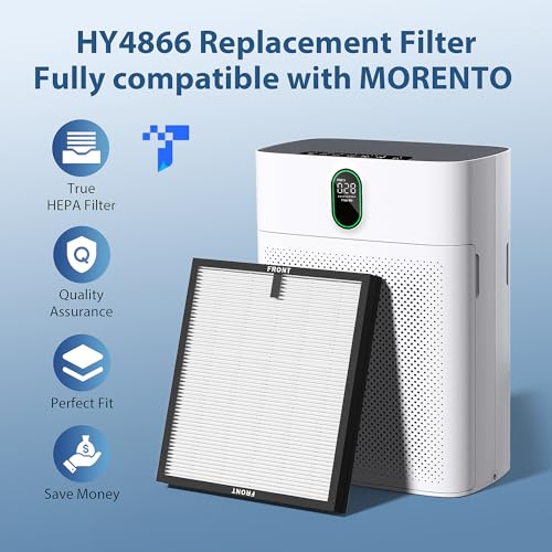 CHIVALZ 4 Pack HY4866 True HEPA Replacement Filters Compatible with MORENTO HY4866 Air Purifier, WESTHEY HY4866 Air Purifier and YIOU M1 Air Cleaner Purifier, Original Version - Image 2