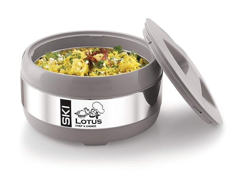 SKi Homeware SKI Lotus 1500 ml Steel Casserole Grey  - Image 4