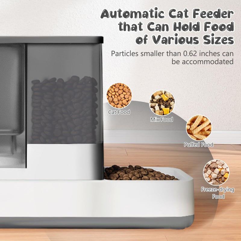 GearRoot Automatic Cat Feeder and Water Dispenser, 2 in 1 Gravity Pet Food Feeder and Water Dispenser Detachable Cat Food Dispenser for Small Dogs and Cats, Gray - Image 5
