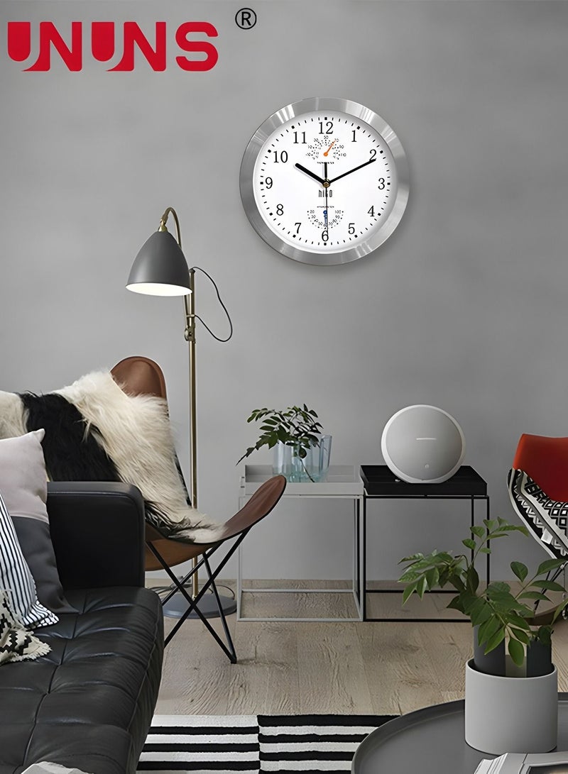 UNUNS 10 Inch Wall Clock with Thermometer Hygrometer,Retro Silent Non-Ticking Waterproof Wall Clock Round Clock,Quality Quartz Round Clock Wall Decorative for Bathroom/Kitchen/Bedroom - Image 5