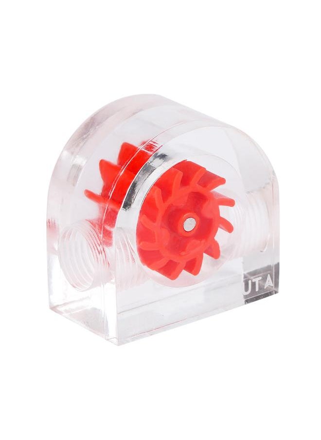 Thoraya 12 Impellers Flow Meter Indicator for PC Water Cooling System G1/4" Thread Semicircle (Red)  - Image 1