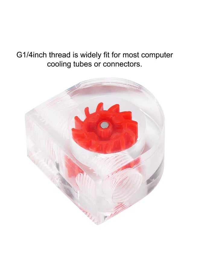 Thoraya 12 Impellers Flow Meter Indicator for PC Water Cooling System G1/4" Thread Semicircle (Red)  - Image 3