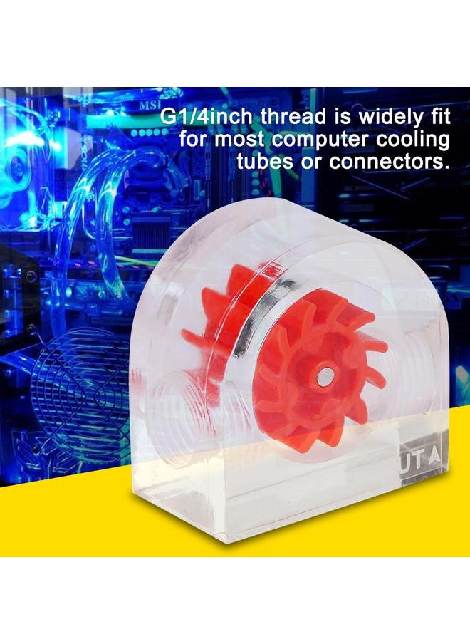 Thoraya 12 Impellers Flow Meter Indicator for PC Water Cooling System G1/4" Thread Semicircle (Red)  - Image 2
