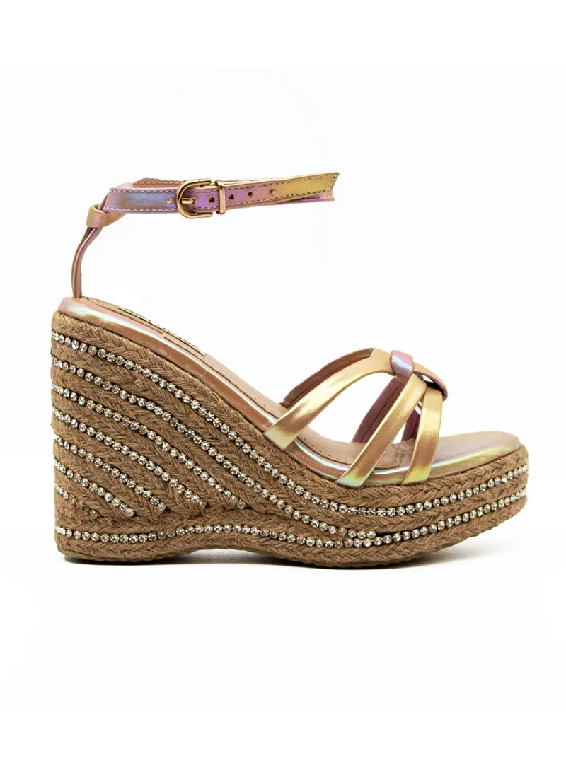 RETTROSE The Alani Nude Hand Embellished Luxury Wedge Shoe