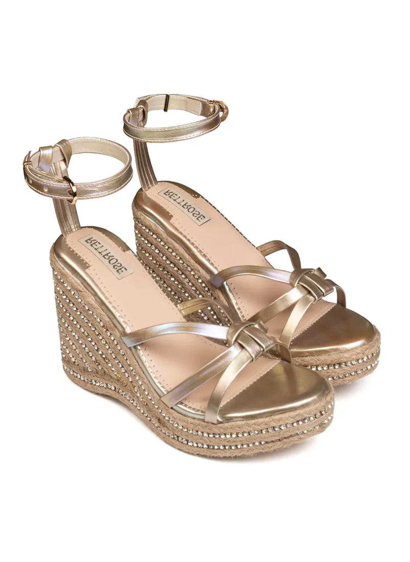 RETTROSE The Alani Nude Hand Embellished Luxury Wedge Shoe