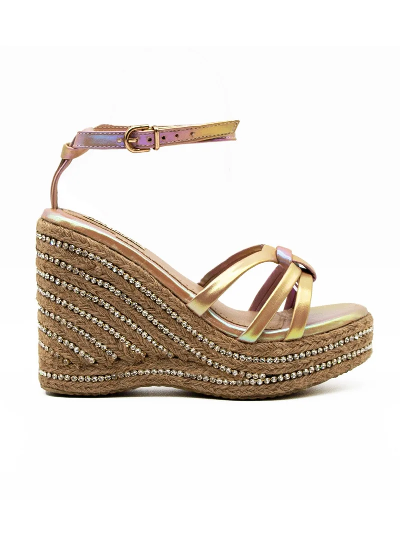 RETTROSE The Alani Nude Hand Embellished Luxury Wedge Shoe