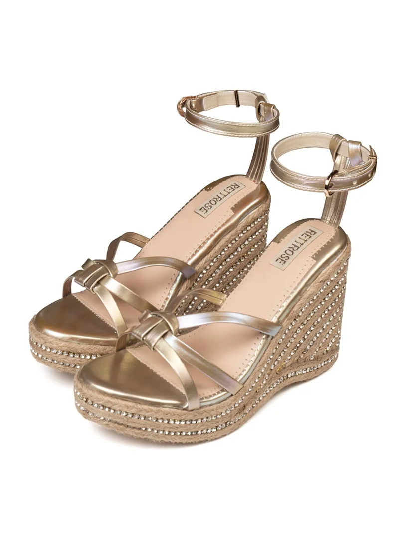 RETTROSE The Alani Nude Hand Embellished Luxury Wedge Shoe