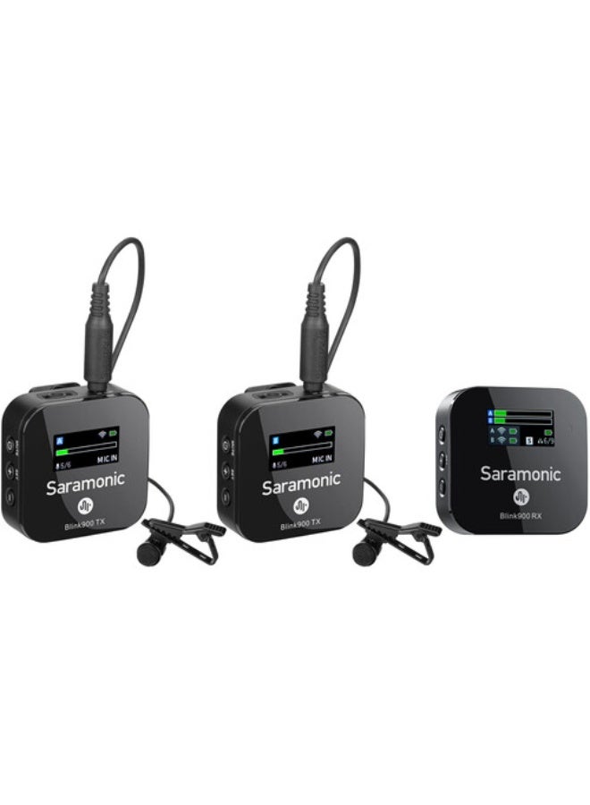 Saramonic Blink 900 B2 2-Person Digital Camera-Mount Wireless Omni Lavalier Microphone System (2.4 GHz, Black) - Image 1