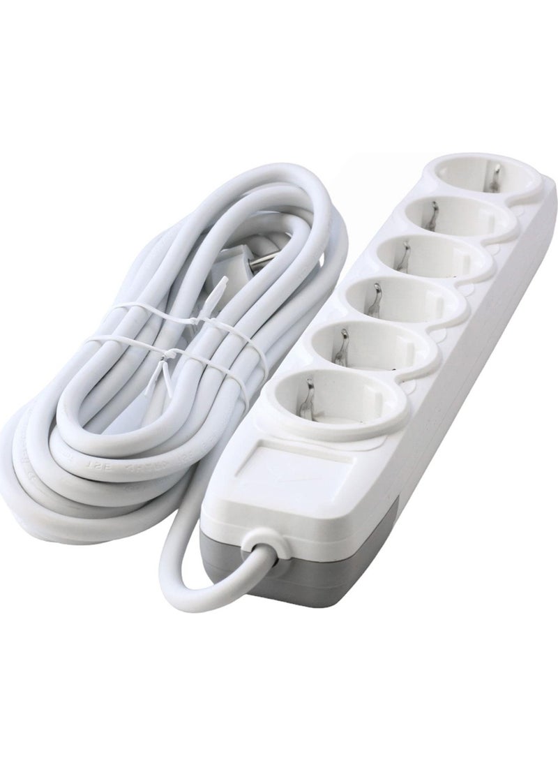 Nzb Group of 6 Sockets with Six Eyes Without Switch Grounded 5 Meters Portable Extension Cord with Patch Cable Six Socket Cable  - Image 1