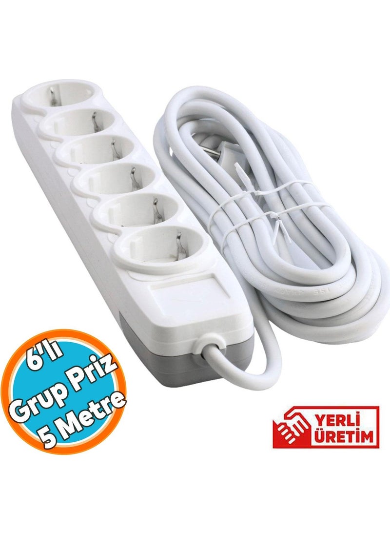 Nzb Group of 6 Sockets with Six Eyes Without Switch Grounded 5 Meters Portable Extension Cord with Patch Cable Six Socket Cable  - Image 4