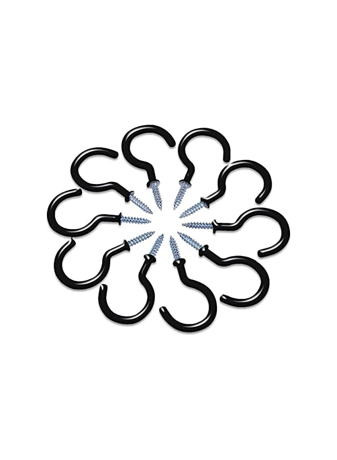 PROMASS promass |12 Pack|2.9 Inches Ceiling Hooks for Hanging Plants, Kitchen Utensils – Heavy Duty Screw-in Hooks for Hanging String Lights, Black & White Vinyl Coated Cup Hooks for Festive Decoration  - Image 5