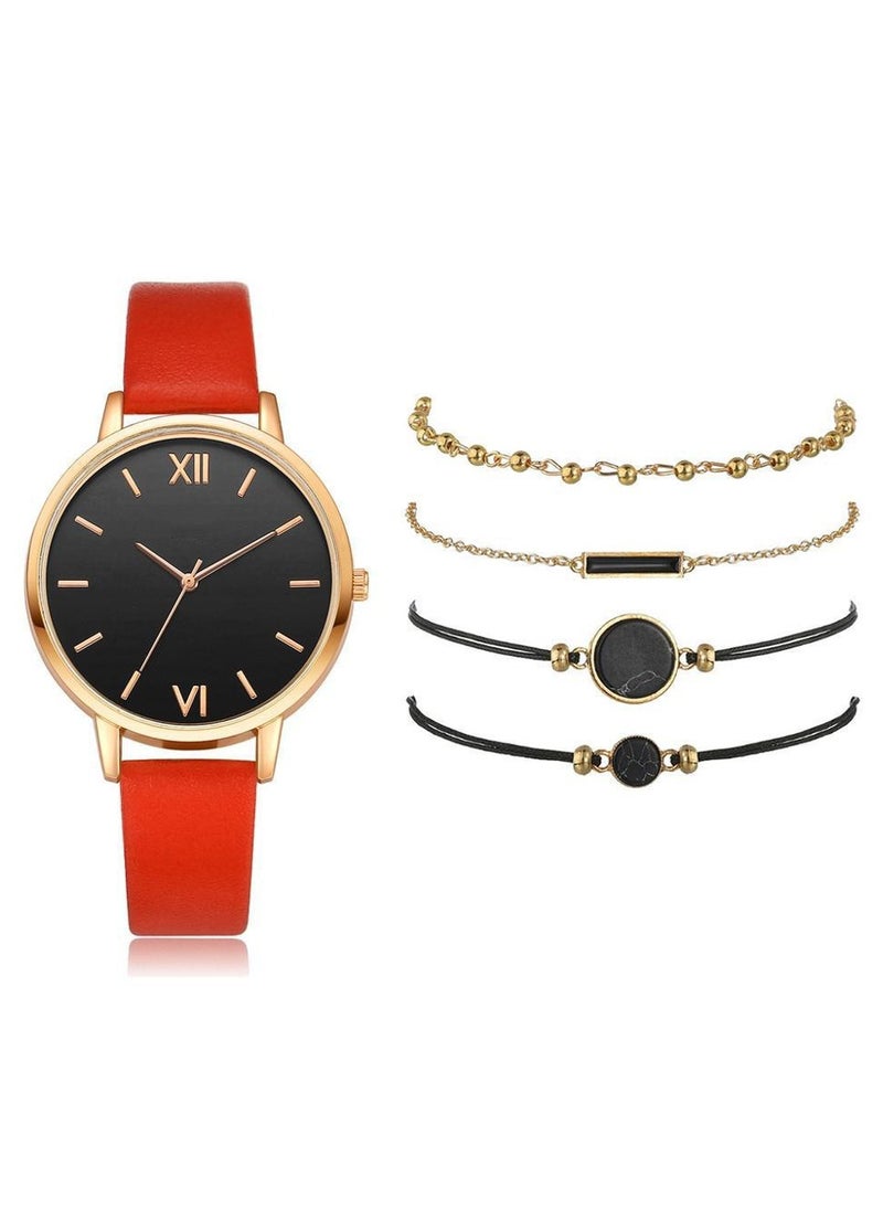Generic - 5PCS Stylish Beautiful Ladies Watch Bracelet Charming and Elegant Holiday Gift Women's Watch Set Women's Bangle Watch and Bracelet Set - Image 1
