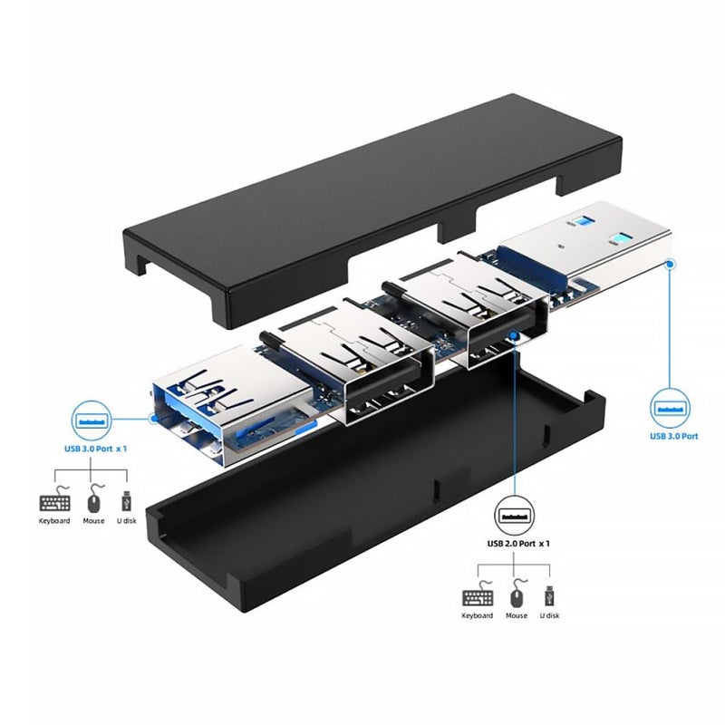Portable USB Hub with 4 Ports for Data Transfer and Charging for Keyboard Computer Accessories - Image 5