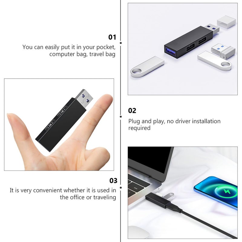 Portable USB Hub with 4 Ports for Data Transfer and Charging for Keyboard Computer Accessories - Image 3