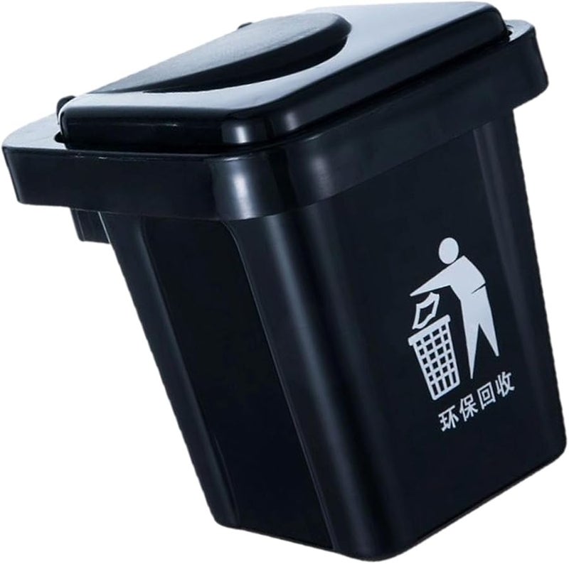 Black Wall Mounted Multipurpose Dustbin with Steel Insert Space Saving Trash Container - Image 5