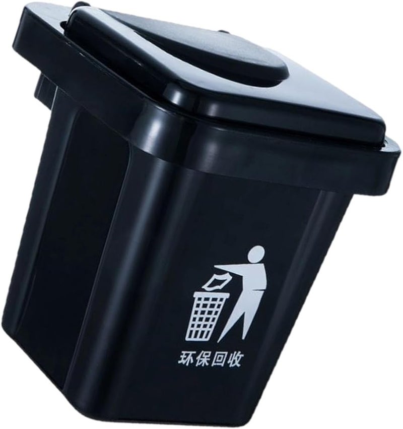 Black Wall Mounted Multipurpose Dustbin with Steel Insert Space Saving Trash Container - Image 1