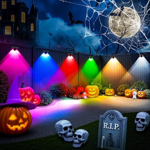 SOLPEX Solar Fence Lights Outdoor, 9 Fixed Colors ＆ Color Changing Fence Solar Lights Outdoor Waterproof IP65, LED Deck Lighting for Halloween Wall Backyard Step Railing Patio Pool Porch(12 Pack) - Image 2