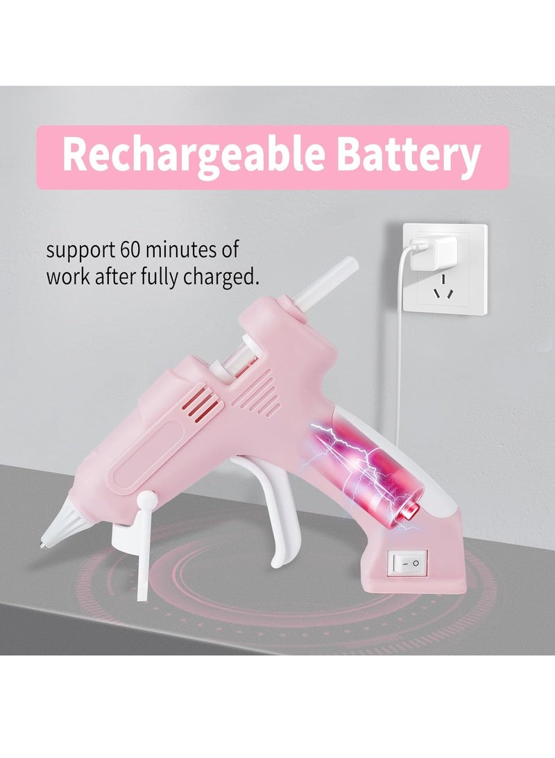 KASTWAVE طقم مسدس الغراء الساخن، مسدس غراء ساخن لاسلكي، طقم مسدس غراء ساخن تسخين سريع، مع 10 قطع من عصي الغراء المتميزة، قاعدة قابلة للشحن بواسطة USB لمسدس الغراء الساخن، لمشاريع الفن الحرفي DIY وإصلاحات المنزل، وردي - Image 4