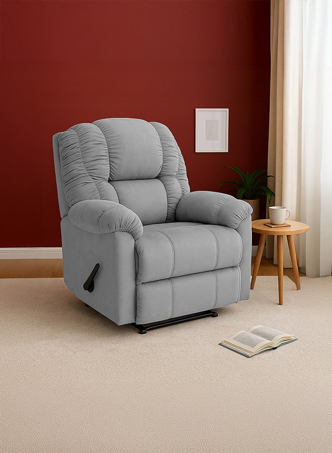 باك كومفرت كومفي تيشير | كرسي استرخاء منجد بالمخمل - رمادي - 90×80×105 سم - Image 1