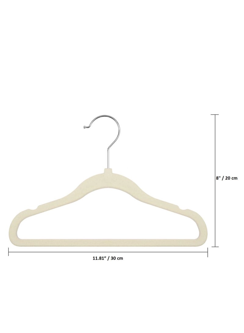 Amber home Premium Baby Velvet Hangers Non-slip kids Hangers Ultra Slim Children Clothes Hangers 360° Swivel Hook Strong Durable Baby Hangers toddler hangers pack of 30 Beige - Image 2