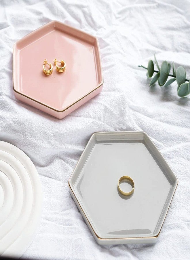 HANKOR 4.7 inch Ceramic Jewelry Dish Tray, Small Ring Holder Dish, Gray Catch All Trinket Tray for Keys Rings Earrings - Image 4