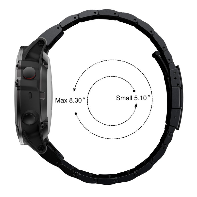 BaiHui سوار باي هوي متوافق مع فينيكس 8 51 مم/ فينيكس 7X/ فينيكس 6X، سوار معدني تيتانيوم 26 مم سهل التركيب بديل لسوار جارمين فينيكس 7X/ 6X برو/ 5X/ 5X بلس/ إندورو 3/ تكتكس 7، أسود - Image 5