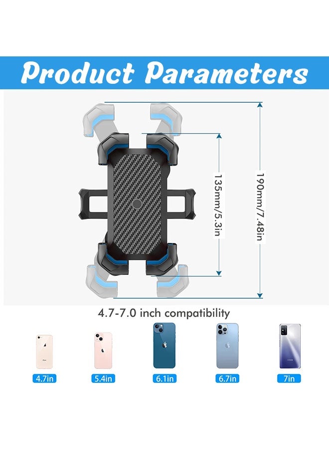 MLADEN Adjustable Phone Holder for Bike and Motorcycle for Most 4.7"-7.0" Inch Phones 2in1 Steady Anti Shake Cellphone Stand Holder Bicycle Cell Phone Mount Clamp for Handlebar  - Image 2
