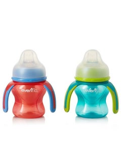 Softflo Trainer Sippy Cup With Handle For Growing Baby And Toddler Red/Teal 5 Ounce (Pack Of 2)