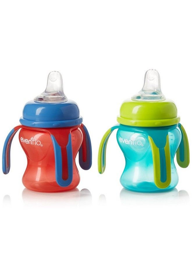 Evenflo Feeding - Softflo Trainer Sippy Cup With Handle For Growing Baby And Toddler Red/Teal 5 Ounce (Pack Of 2) - Image 1