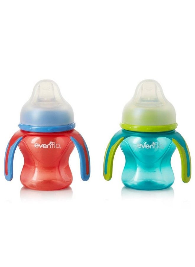 Evenflo Feeding - Softflo Trainer Sippy Cup With Handle For Growing Baby And Toddler Red/Teal 5 Ounce (Pack Of 2) - Image 1