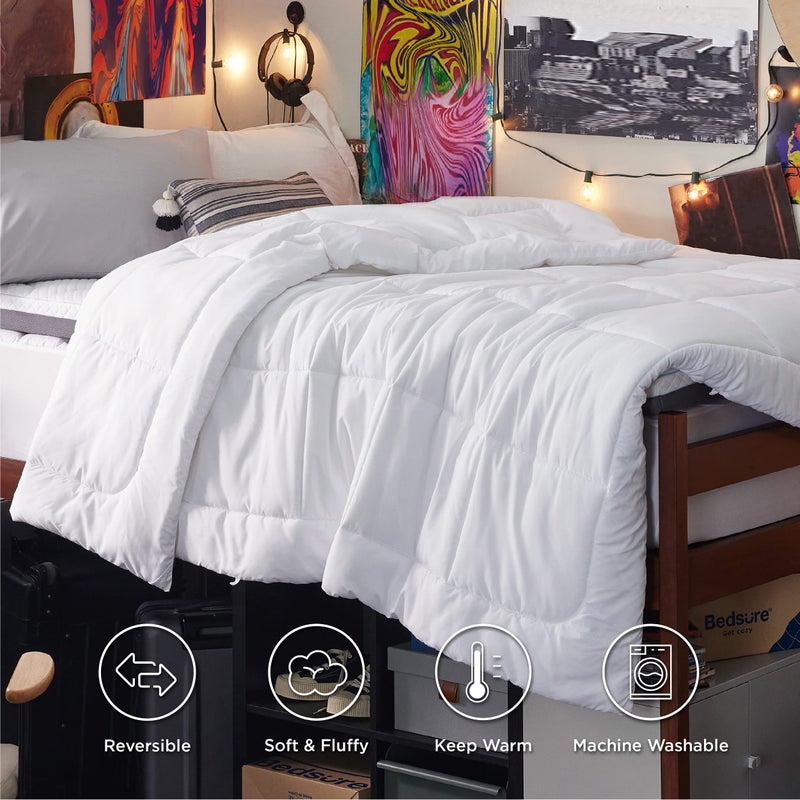 Bedsure Comforter Duvet Insert - Quilted Comforters Twin XL Size, All Season Duvet, GentleSoft Down Alternative Bedding, with 8 Tabs, Gifts for Women/Men, White, Twin XL 92 x 68 Inches - Image 3