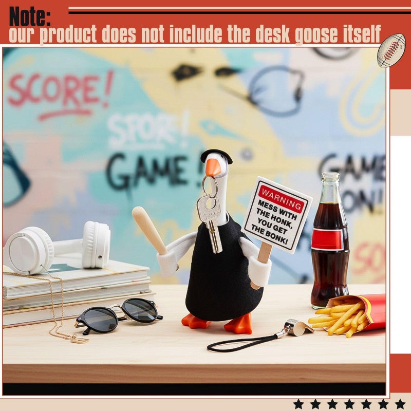 Locmeo 7 Inch Mini Desk Goose Outfit with Baseball Bat and Magnetic Goose Warning Sign Mess with The Honk You Get The Bonk Slogan Accessories for Magnetic Duck Statue Desk Keyholder Decor - Image 4