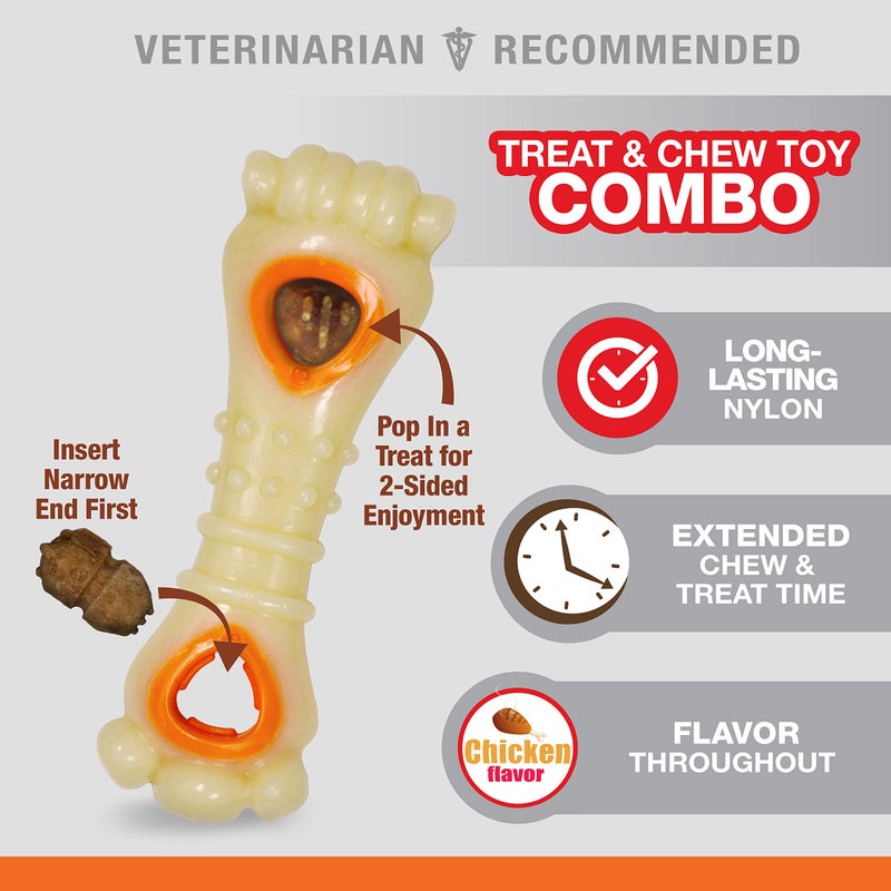 Nylabone Knuckle Bone Pop-In Treat Toy Power Chew Toy for Dogs, Interactive Treat Dispensing Enrichment Dog Toy, Long Lasting Chicken Flavor, Medium Dogs - Up to 35 lbs - Image 2