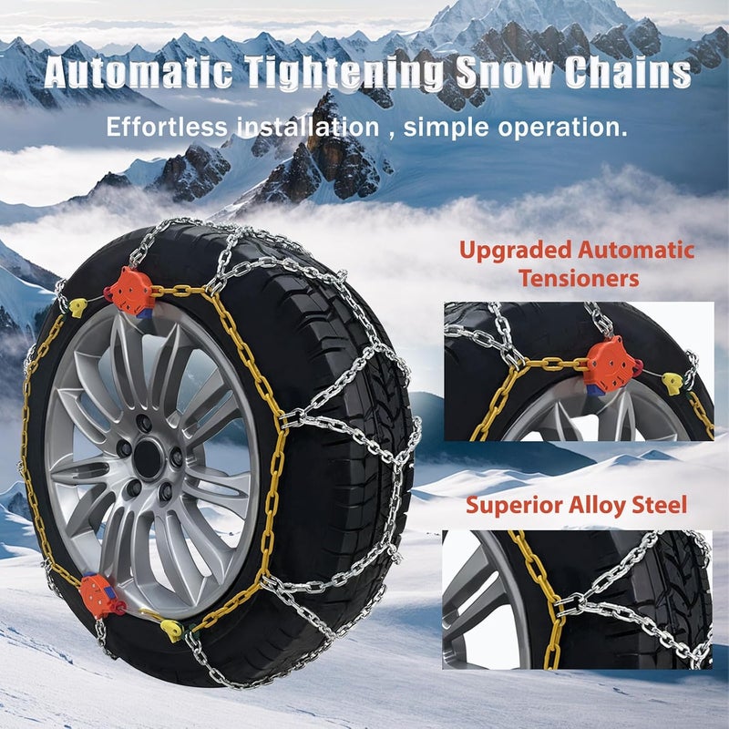 BDELI 232405 Adjustable Snow Tire Chains for Light Trucks, SUVs, Cars, and Pickups - 2 Pack - Image 2