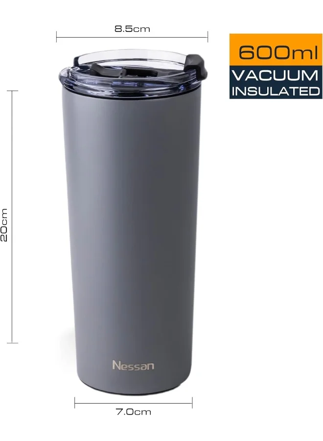 Nessan Insulated Stainless Steel Vacuum Mug, 603Ml - Grey
