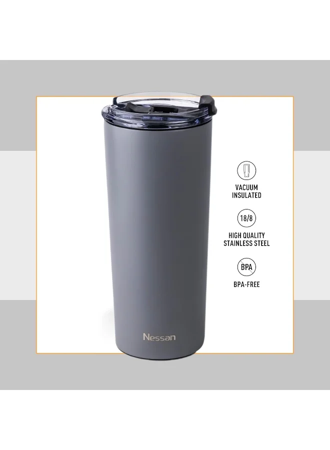 Nessan Insulated Stainless Steel Vacuum Mug, 603Ml - Grey