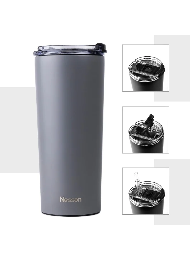 Nessan Insulated Stainless Steel Vacuum Mug, 603Ml - Grey