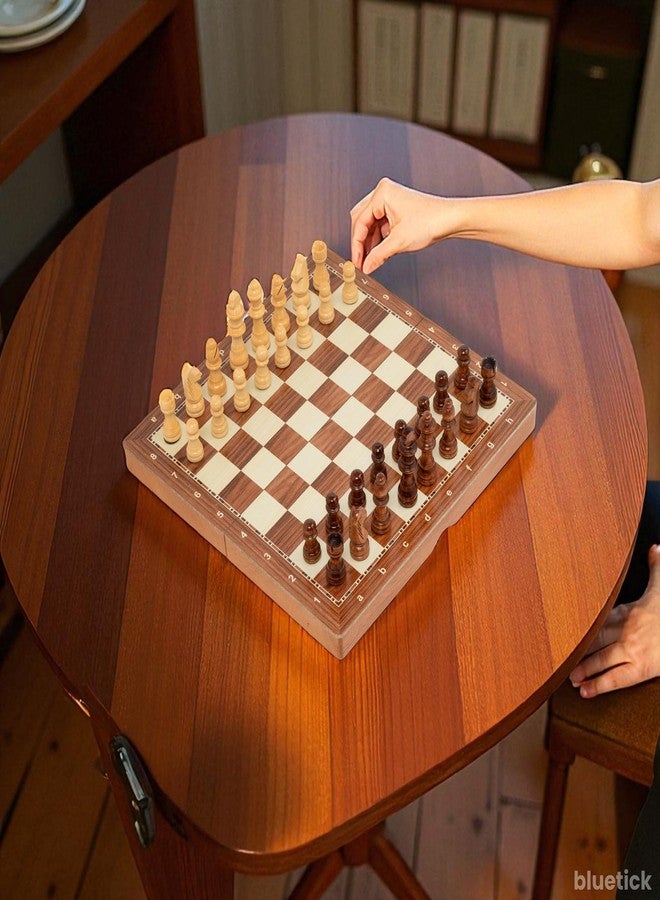 Blue Tick Bluetick 10 x 10 Inches Wooden Magnetic Chess Board Foldable Set with Magnetic Pieces & Extra Queens - Travel Chess Game for Kids & Adults - Image 3
