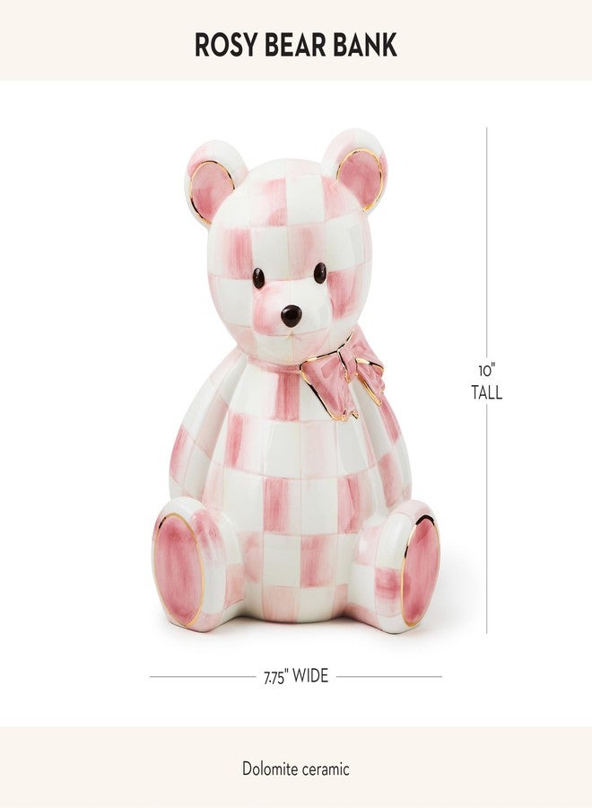 mackenzie childs MACKENZIE-CHILDS Ceramic Bear Bank, Pink-and-White Rosy Check - Image 4